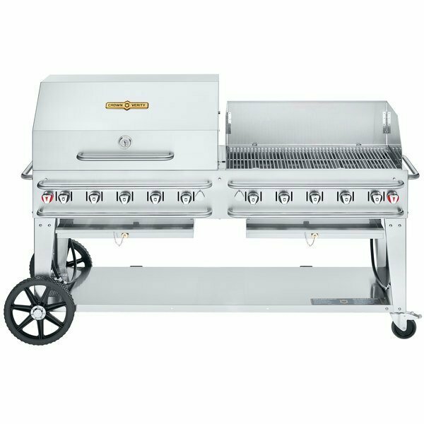 Crown Liquid Propane 72in Pro Series Outdoor Rental Grill w RWP Roll Dome / Wind Guard Package 255RCB72PKG1